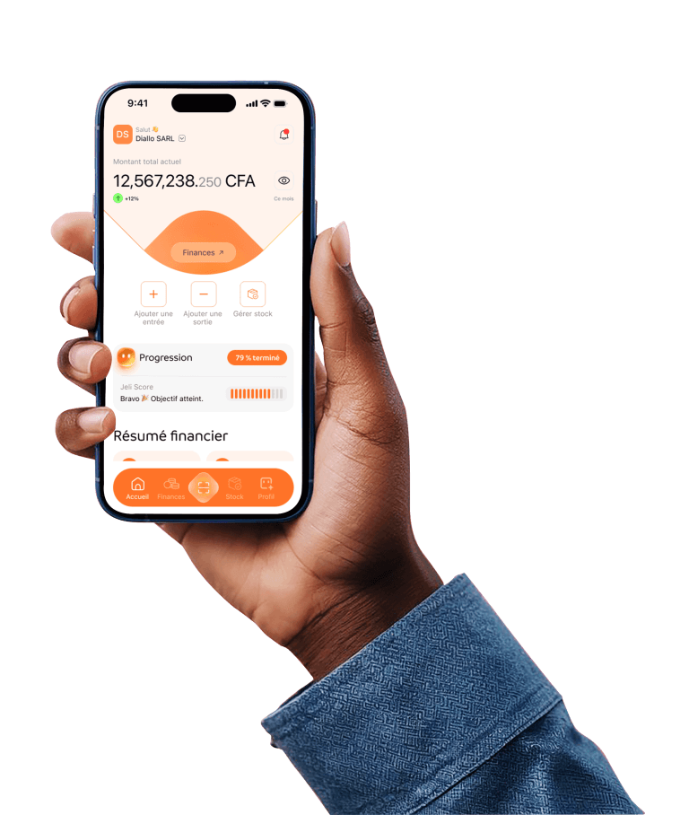 JELI — application mobile tenue en main